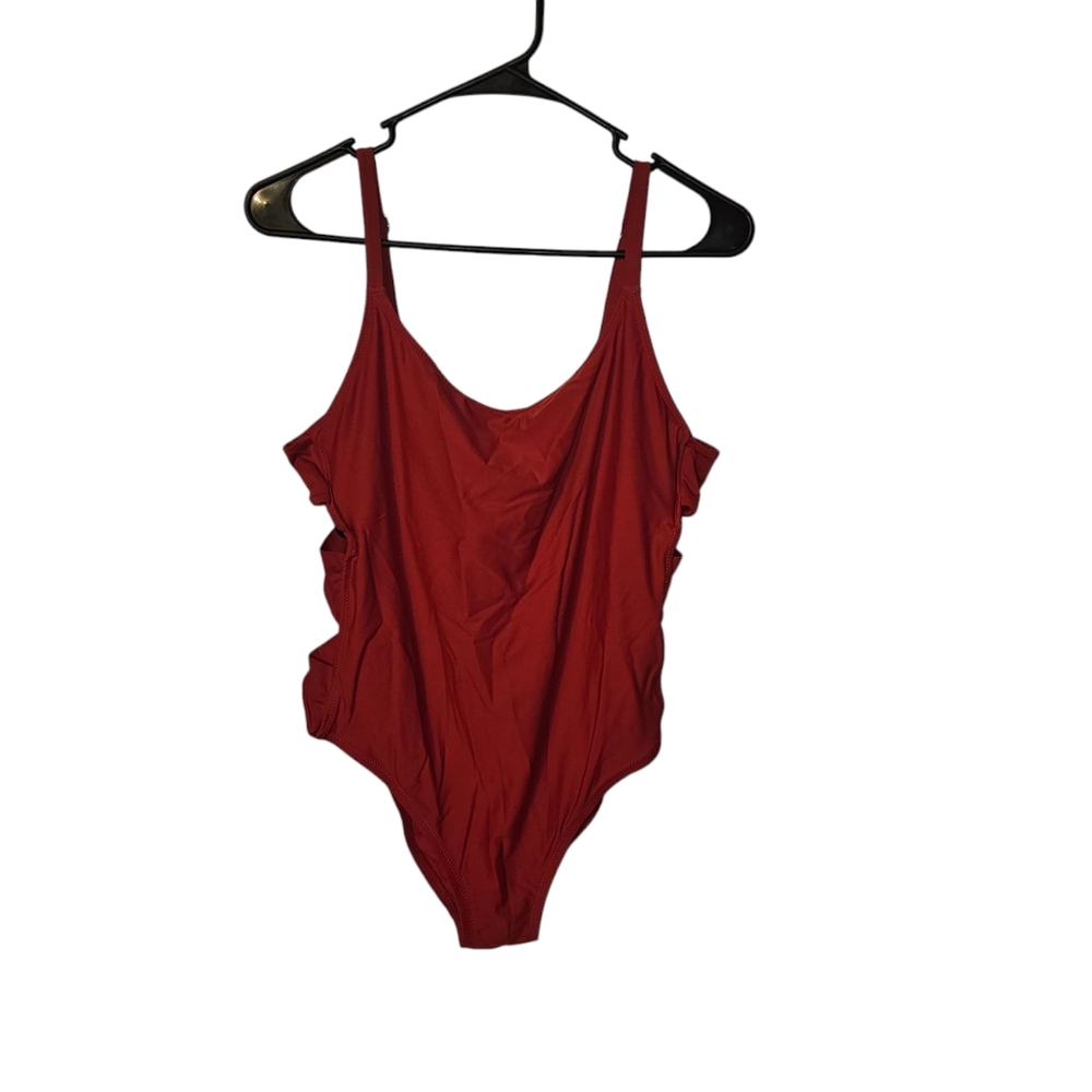 Shade &‎ Shore One Piece Swimsuit-Womens-XLarge-Red W/ Cut Outs On Side